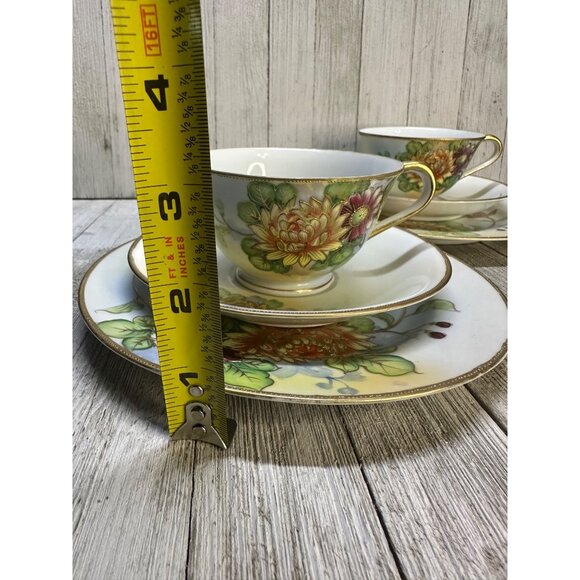 Vintage Shofu China Tea Cups & Saucers Floral Design Gold Rim Japan - Set of 2 - Picture 10 of 10